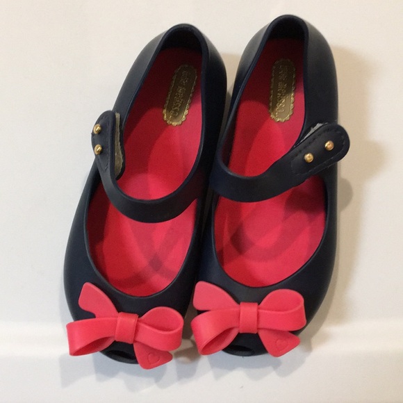 Mini Melissa Other - Mini Melissa Navy with Pink bow Peep Toe